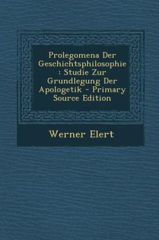 Cover of Prolegomena Der Geschichtsphilosophie
