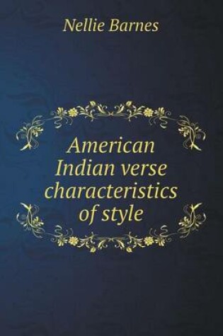 Cover of American Indian verse characteristics of style