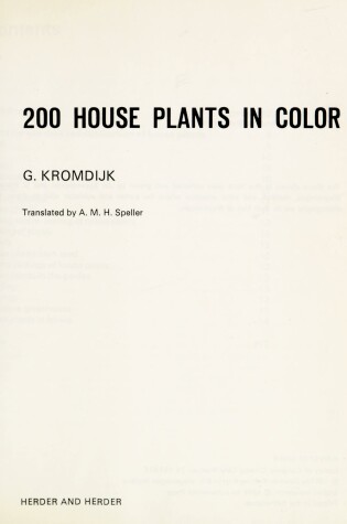 Cover of Two Hundred House Plants in Color