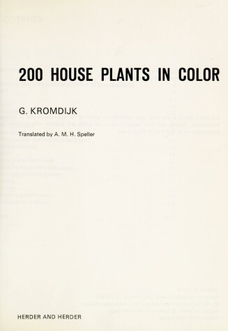 Cover of Two Hundred House Plants in Color