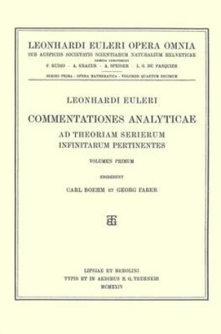 Cover of Commentationes analyticae ad theoriam serierum infinitarum pertinentes 1st part