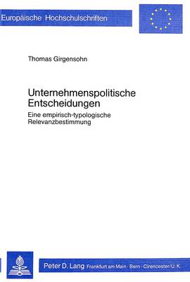 Book cover for Unternehmenspolitische Entscheidungen