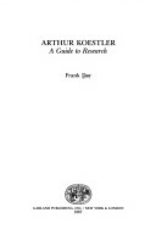 Cover of Arthur Koestler Guide