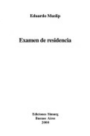 Cover of Examen de Residencia