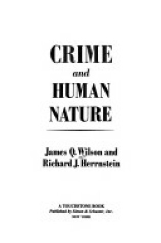 Cover of Crime and Human Nature