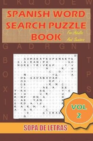 Cover of Spanish Word Search Puzzle Book For Adults and Seniors Vol 2