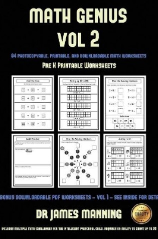 Cover of Pre K Printable Worksheets (Math Genius Vol 2)