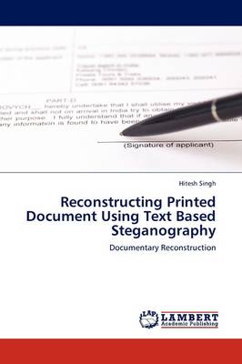 Book cover for Reconstructing Printed Document Using Text Based Steganography