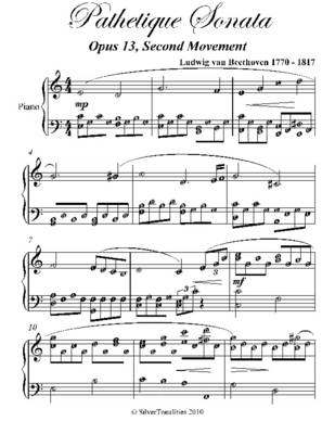 Book cover for Pathetique Sonata Opus 13 Second Movement Elementary Piano Sheet Music