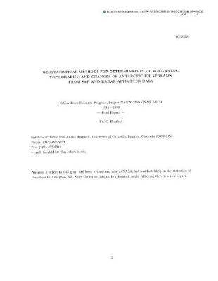 Book cover for Geostatistical Methods for Determination of Roughness, Topography, and Changes of Antarctic Ice Streams from Sar and Radar Altimeter Data