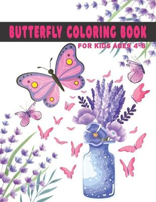 Book cover for butterfly coloring book for kids ages 4-8