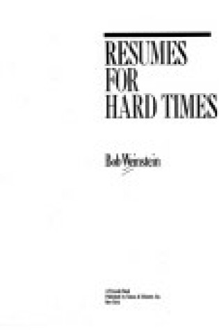 Cover of Resumes for Hard Times