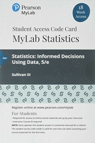 Cover of Mylab Statistics with Pearson Etext -- 18 Week Standalone Access Card -- For Statistics