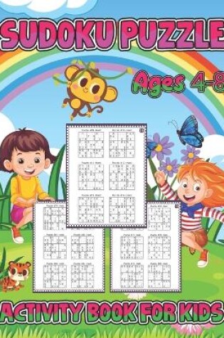 Cover of sudoku puzzle activity book for kids ages 4-8