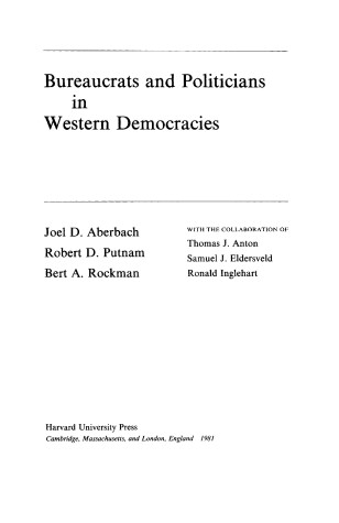 Book cover for Bureaucrats and Politicians in Western Democracies