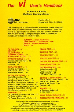 Cover of The Vi User's Handbook