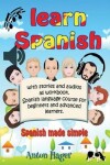 Book cover for Learn Spanish with stories and audios as workbook. Spanish language course for beginners and advanced learners.