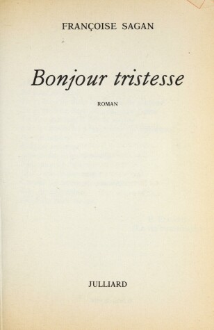 Book cover for Bonjour Tristesse: Le Livre De Poche...