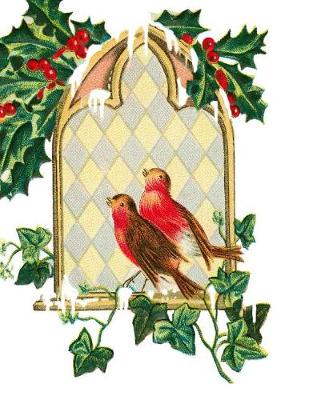 Cover of Vintage Holiday Scene Christmas Holly Berries Birds Composition Book 130 Pages