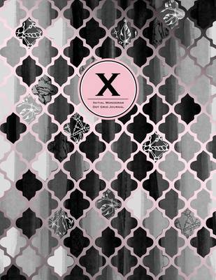 Book cover for Initial X Monogram Journal - Dot Grid, Moroccan Black, White & Blush Pink