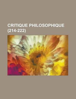 Book cover for Critique Philosophique (214-222)