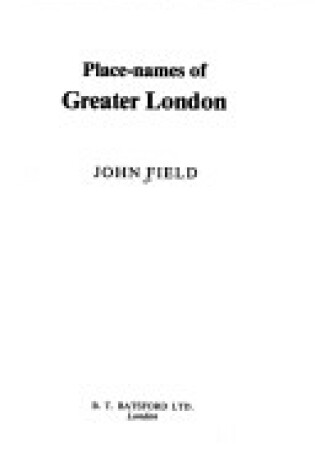 Cover of Place Names of Greater London