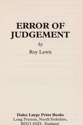 Cover of Error Of Judgment