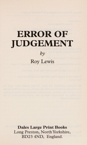 Book cover for Error Of Judgment