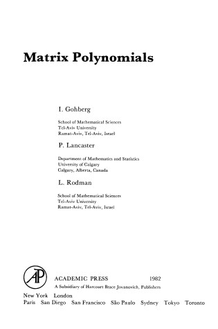 Cover of Matrix Polynomials