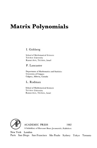 Cover of Matrix Polynomials