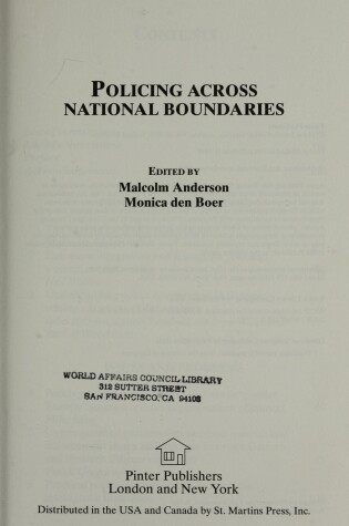 Cover of Policing Across National Boundaries