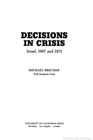 Cover of Decisions in Crisis