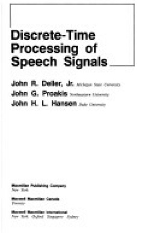 Cover of Discrete-Time Processing of Speech Signals