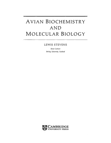 Book cover for Avian Biochemistry and Molecular Biology