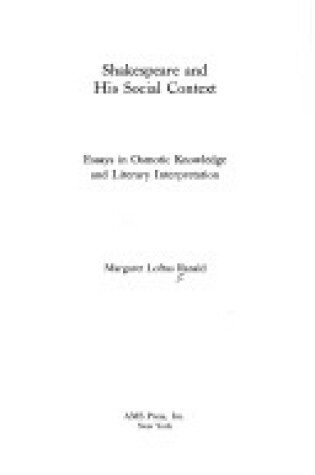 Cover of Shakespeare and His Social Context