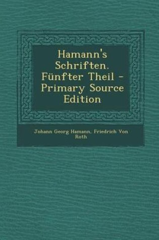 Cover of Hamann's Schriften. Funfter Theil