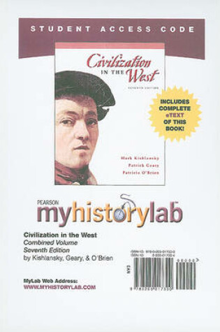 Cover of MyLab History with Pearson eText -- Standalone Access Card -- for Civilization in the West, Combined Volume