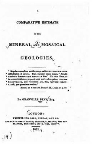 Cover of A Comparative Estimate of the Mineral and Mosaical Geologies