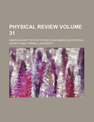 Book cover for Physical Review Volume 31