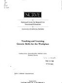 Book cover for Teaching and Learning Generic Skills for the Workplace