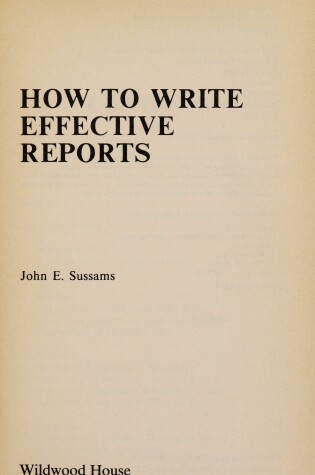 Cover of How to Write Effective Reports