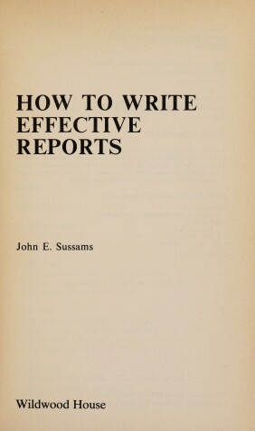 Book cover for How to Write Effective Reports