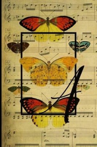 Cover of Letter "A" - Monogram Butterfly Music Journal - Blank Sheetmusic