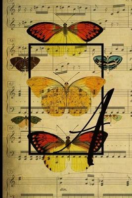 Book cover for Letter "A" - Monogram Butterfly Music Journal - Blank Sheetmusic