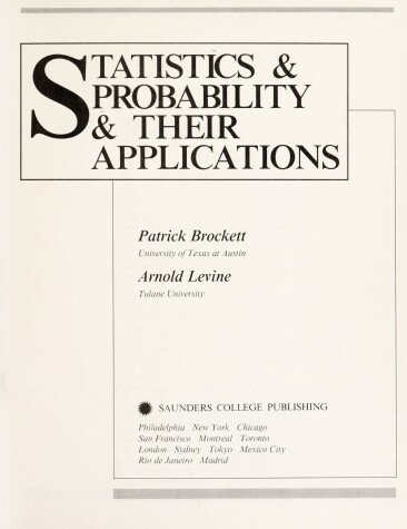 Book cover for Statistics and Probability and Their Applications