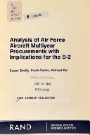 Cover of Analysis of Air Force Aircraft Multiyear Procurements with Implications for t B-2