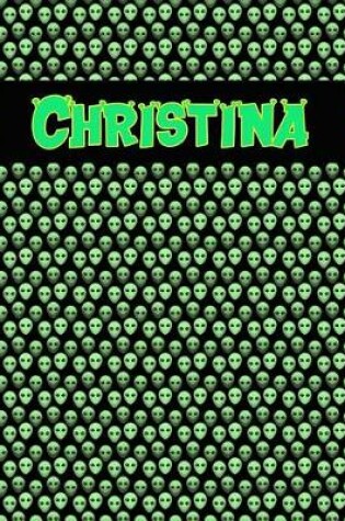 Cover of 120 Page Handwriting Practice Book with Green Alien Cover Christina