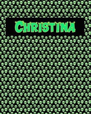 Book cover for 120 Page Handwriting Practice Book with Green Alien Cover Christina