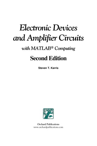 Cover of Electronic Devices and Amplifier Circuits: With MATLAB Computing