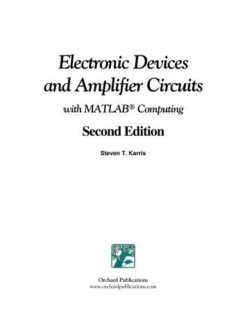 Book cover for Electronic Devices and Amplifier Circuits: With MATLAB Computing